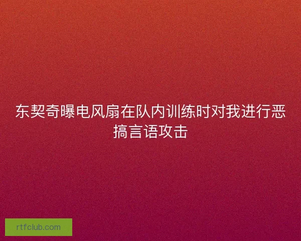 东契奇曝电风扇在队内训练时对我进行恶搞言语攻击